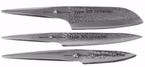Coffret de 3 couteaux japonais Type 301 design by F.A Porsche - P5 + P2 + P9 martelé