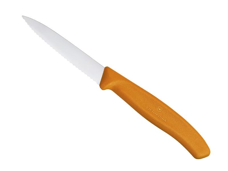Couteau office Victorinox Swiss Classic lame 8 cm inox dentée - manche orange