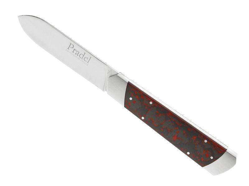 Couteau pliant Fontenille Pataud Le Pradel - manche 11,5 cm fibre de carbone marbrée rouge