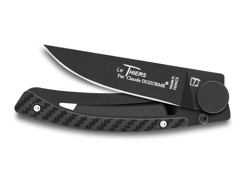 Couteau pliant Le Thiers® C. Dozorme full black  - manche 10.5 cm fibre de carbone