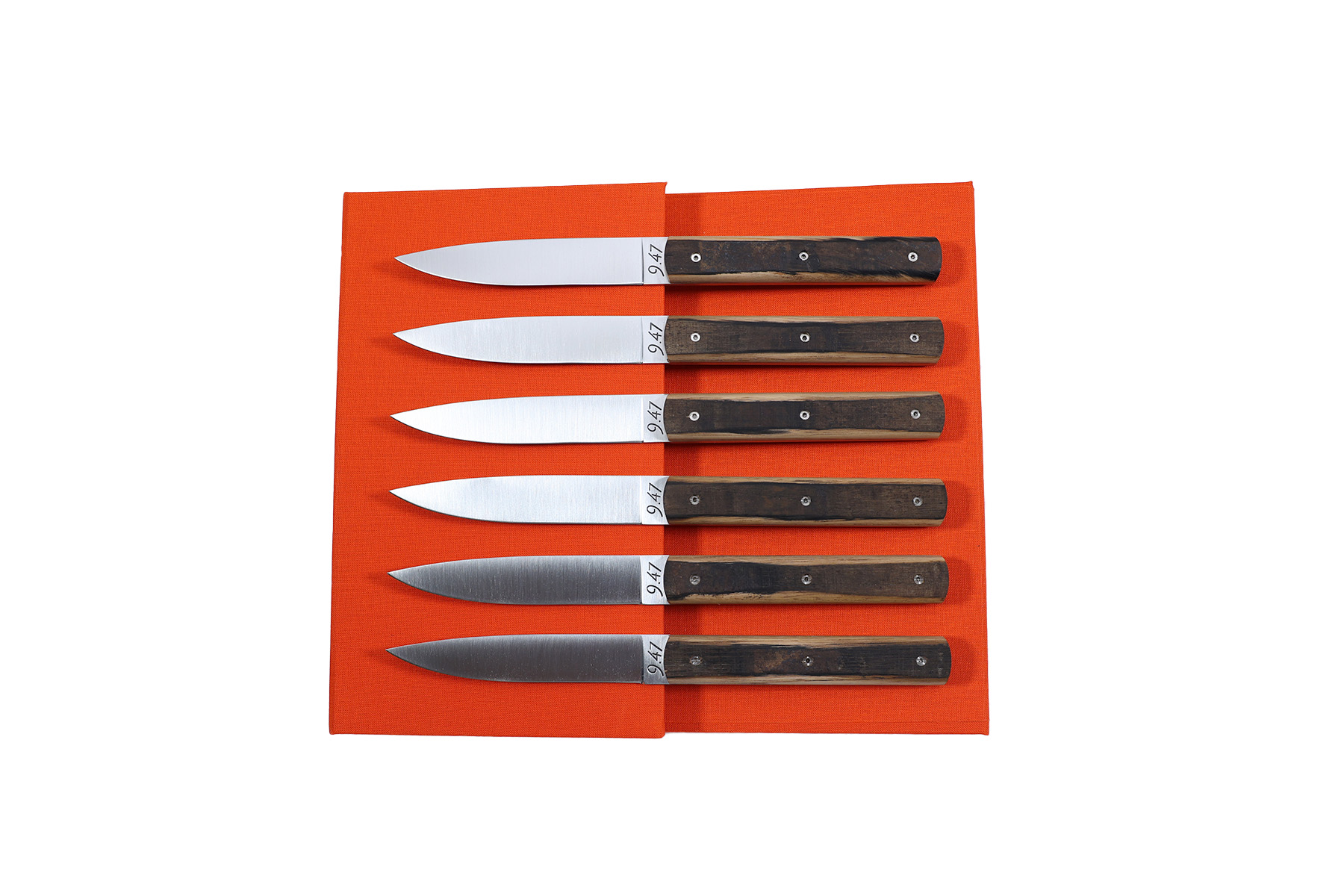 Coffret de 6 couteaux de table 9.47 Atelier Perceval - fût de chêne