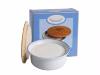 Bol à barbe Plisson en porcelaine, couvercle bois, avec savon à barbe.