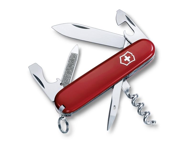 Couteau multifonctions Victorinox Sportsman rouge + anneau
