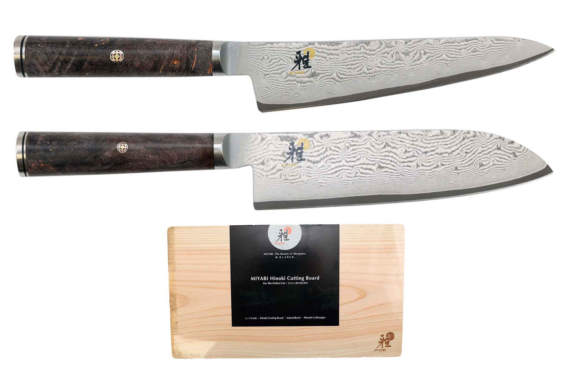 Set de 2 couteaux japonais Miyabi 5000MCD67 - shotoh + santoku + planche à découper