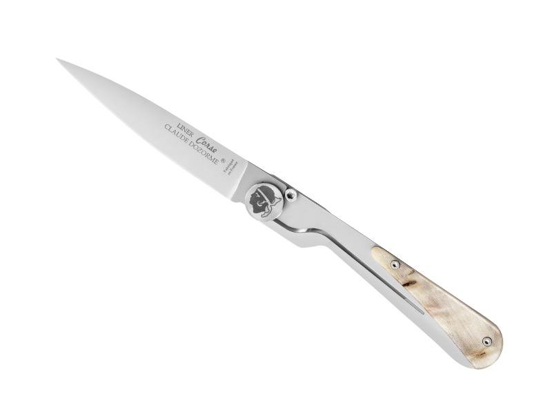 Couteau pliant Corse par Claude Dozorme - manche 11 cm corne de bélier