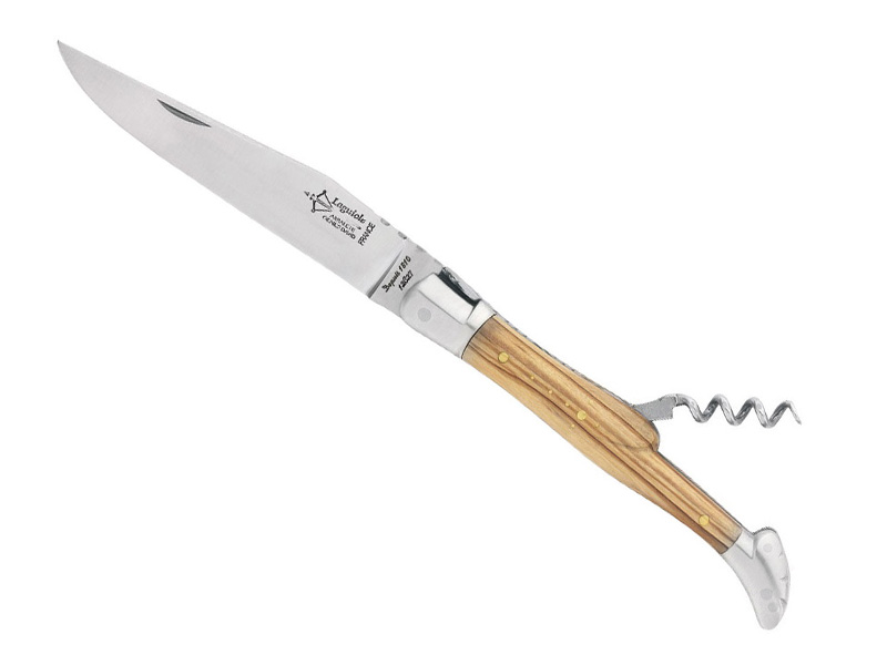 Couteau pliant Laguiole G. David Arbalète forgé mitres inox mat 2 pièces - manche olivier 12 cm