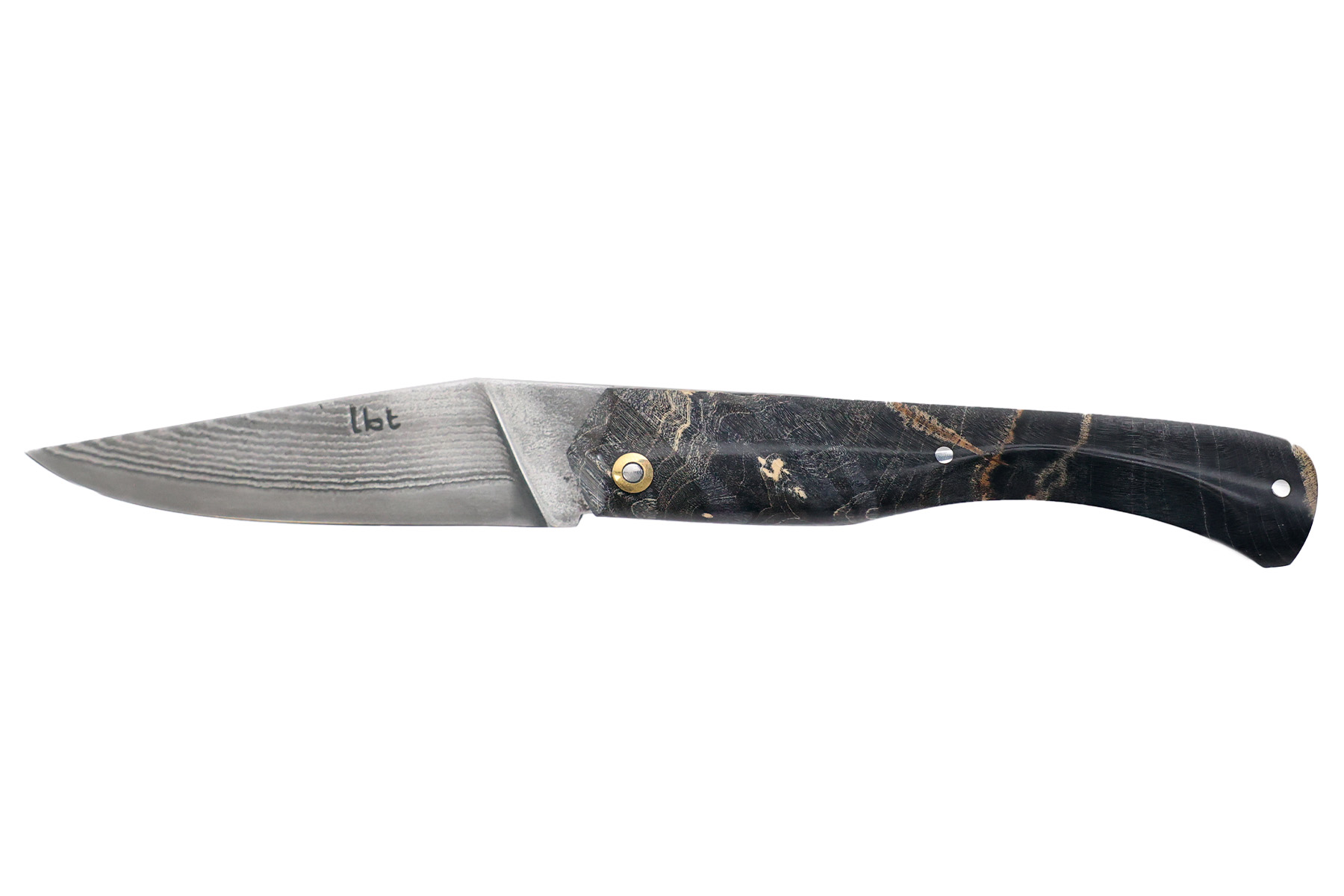 Couteau le "Boulary" par la coutellerie la Bonne Trempe -  Érable stabilisé - Suminagashi
