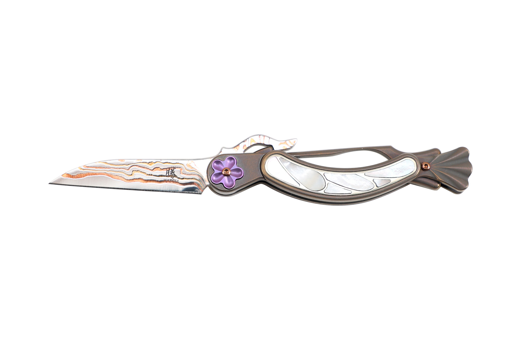 Couteau de poche Katsu - KINGFISHER T-01 titane et cuivre antique