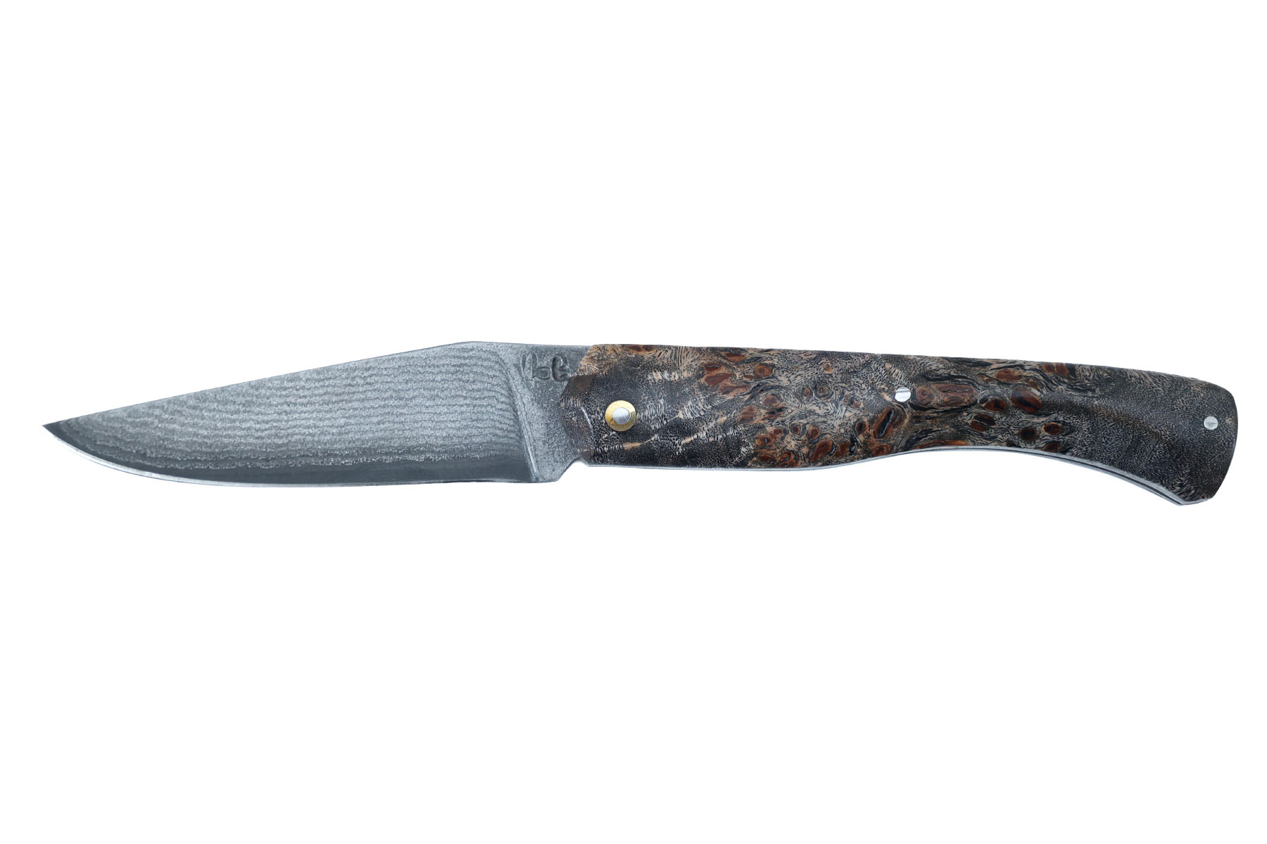Couteau le Boulary par la Bonne Trempe - peuplier stabilisé teinté - Suminagashi