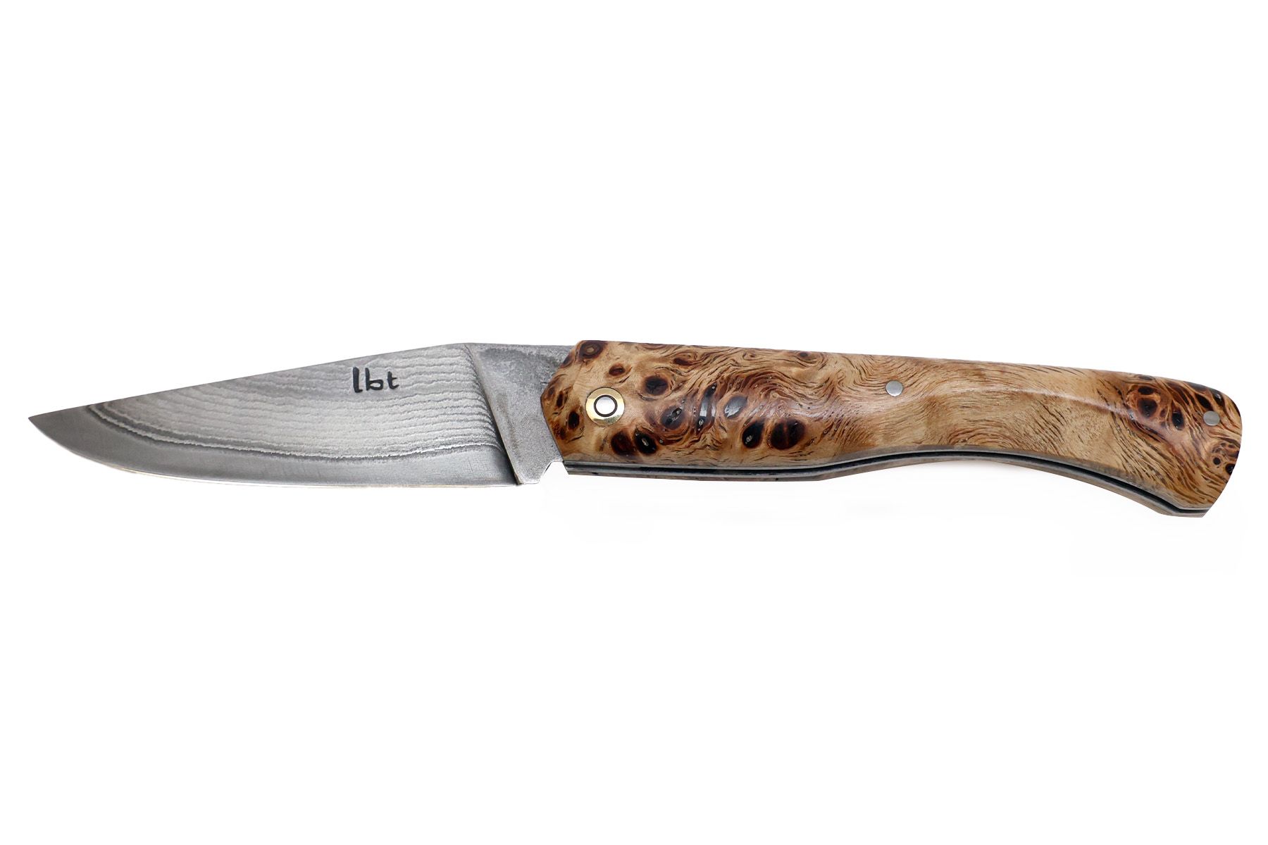 Couteau "Boulary" par la coutellerie la Bonne Trempe -  genévrier stabilisé - Suminagashi