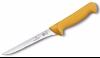 Couteau désosser Swibo, lame étroite flexible usée 16 cm inox, dos droit, manche grillon® jaune.
