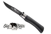 Couteau pliant Old Bear - Total black et virole grise taille L
