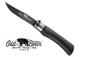 Couteau Old Bear Total black et virole grise taille L - manche 12 cm noir