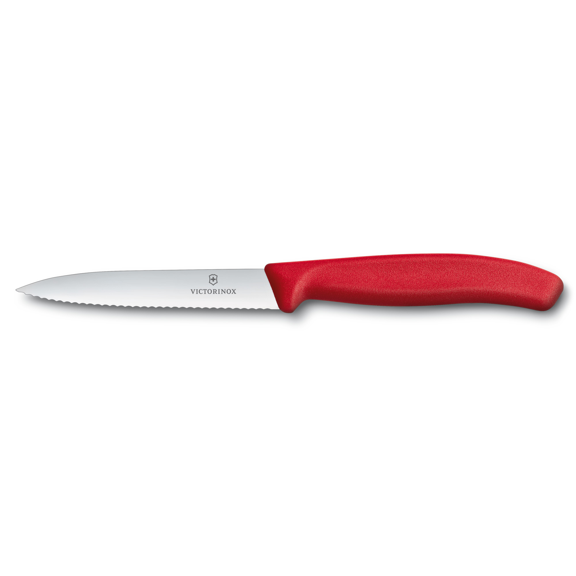 Couteau office Victorinox Swiss Classic lame dentée 10 cm - manche rouge