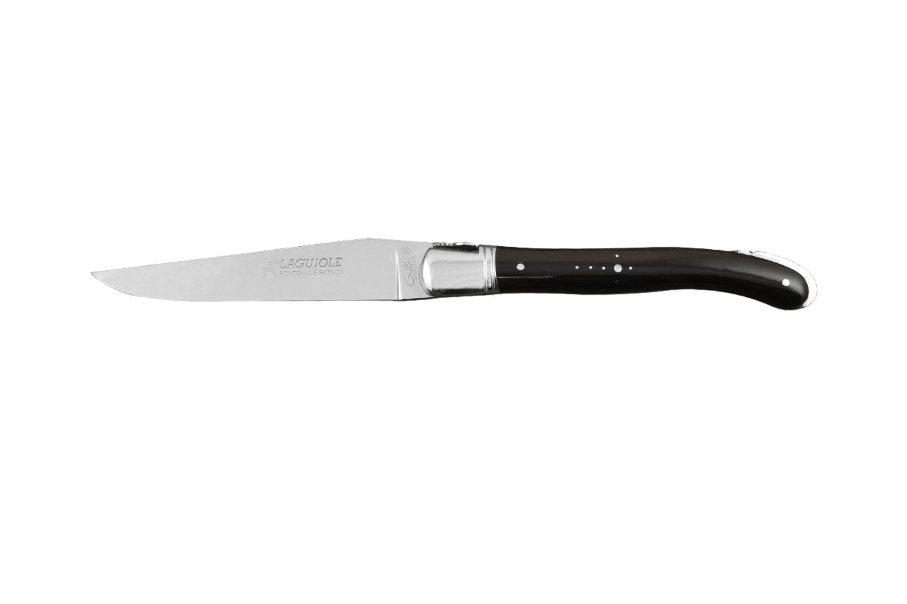 Couteau Laguiole Gilles Fontenille Pataud Nature - manche 12 cm point de corne noire
