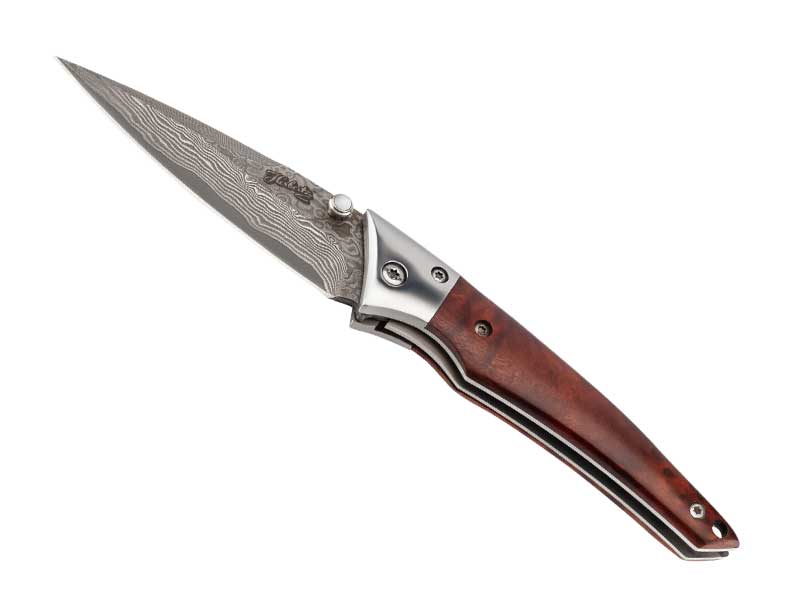 Couteau Herbertz Selektion Damas - manche 10,5 cm bois de racine et mitre inox