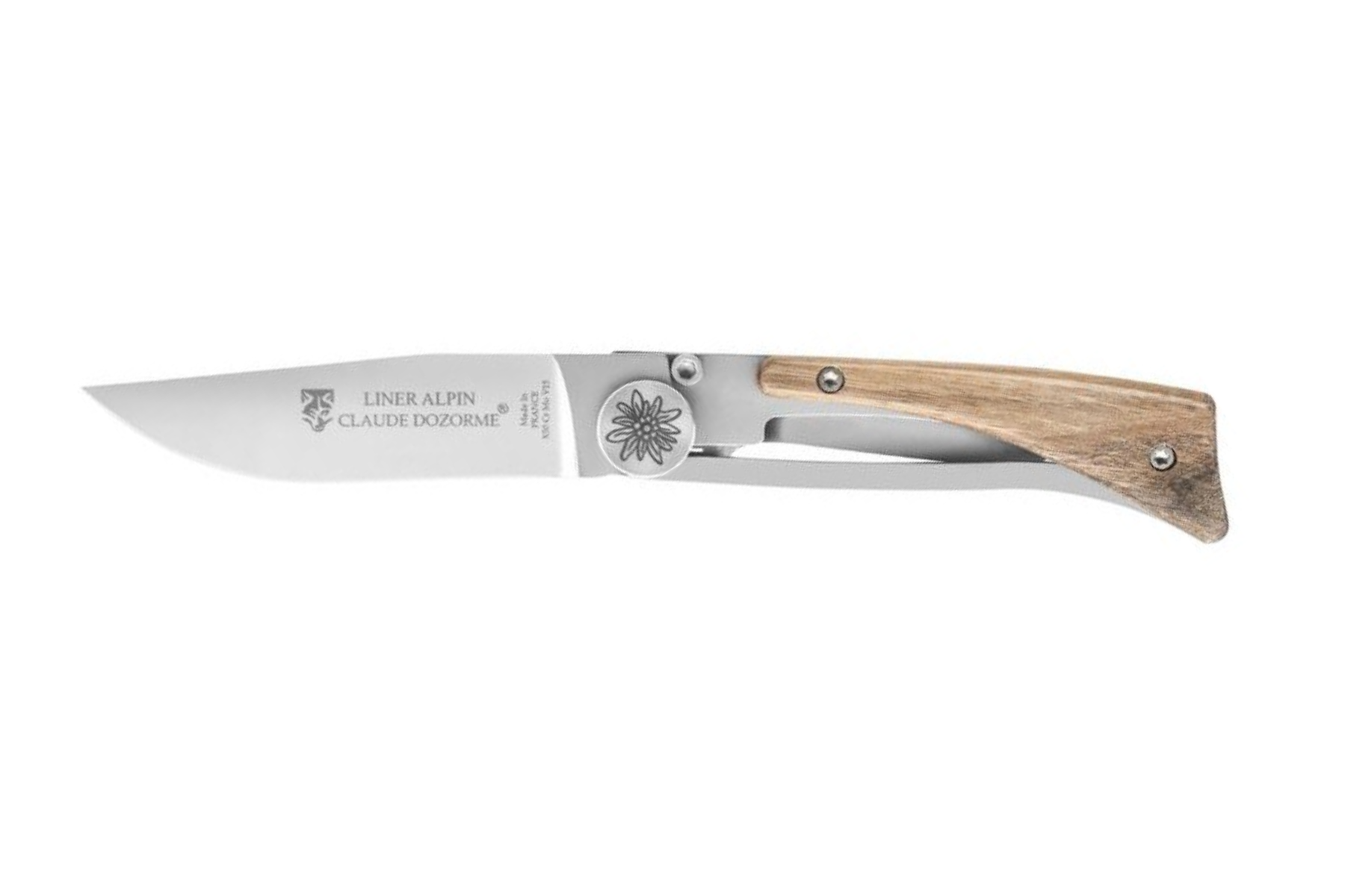 Couteau Alpin par Claude Dozorme - manche 10 cm noyer