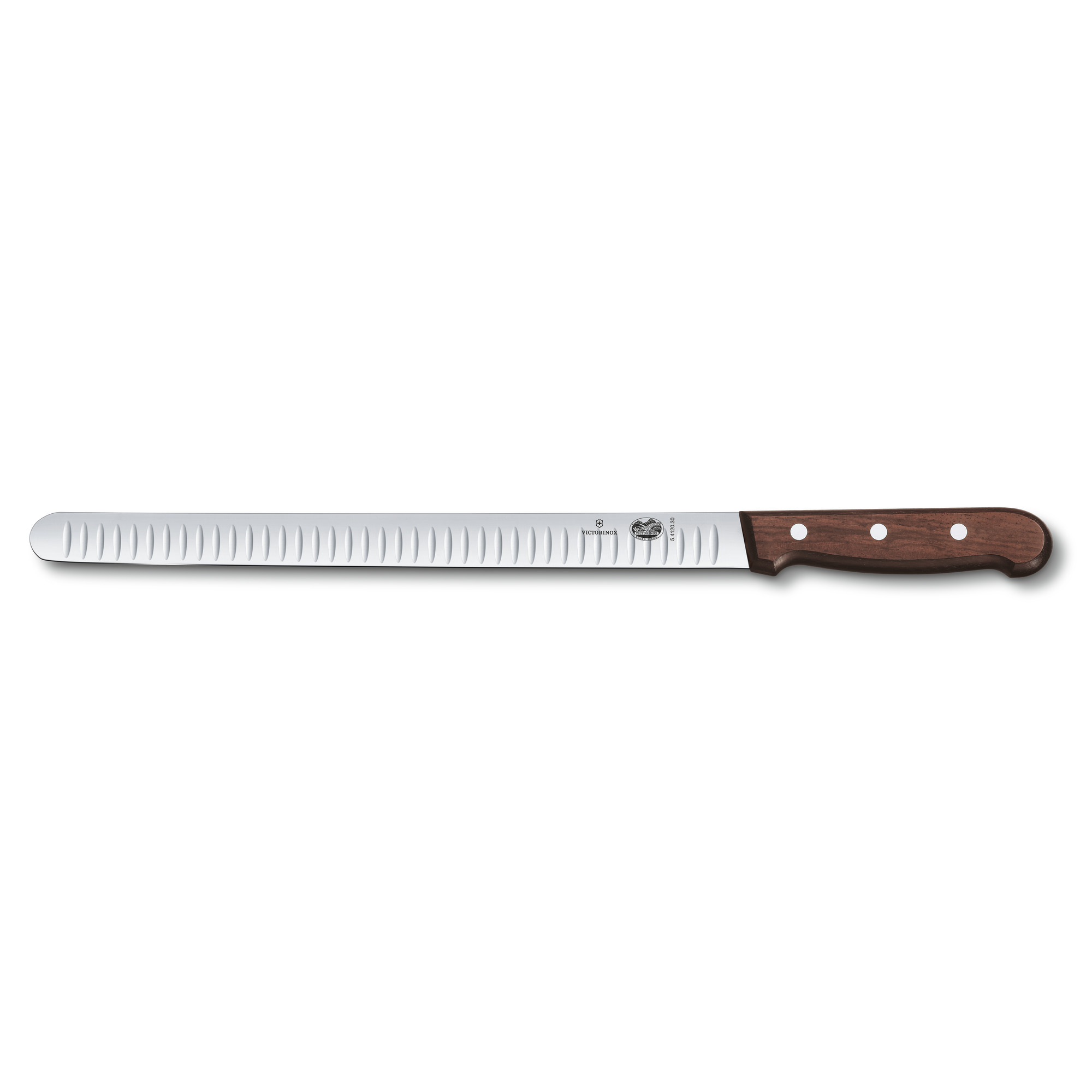 Couteau à jambon / saumon Victorinox Wood - Lame alvéolée 30 cm - Manche palissandre