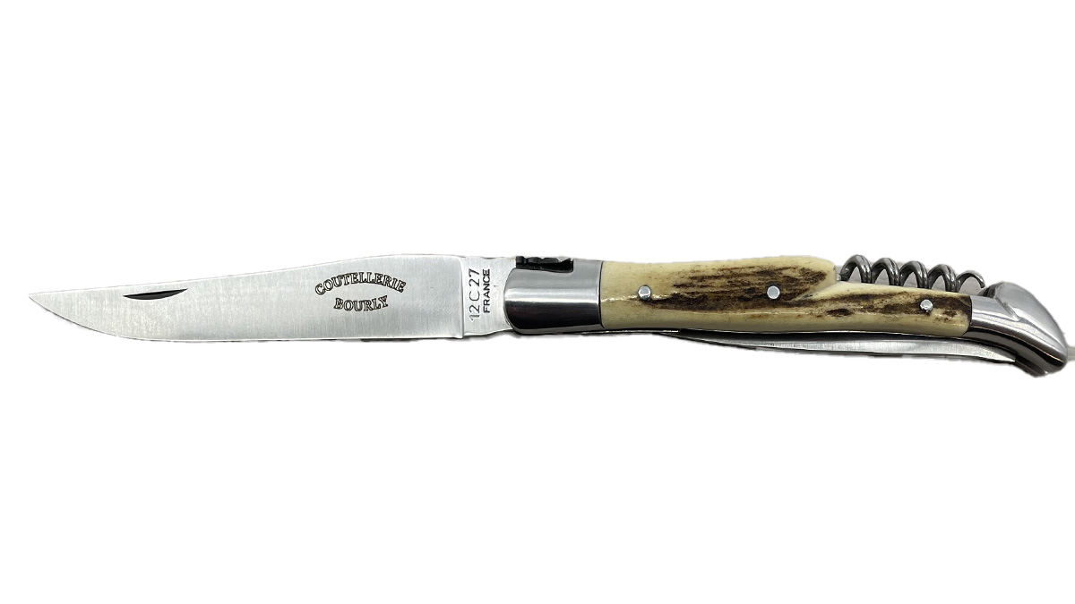 Couteau "Laguiole Coutellerie Bourly" 3 pièces de 12 cm - Bois de cerf