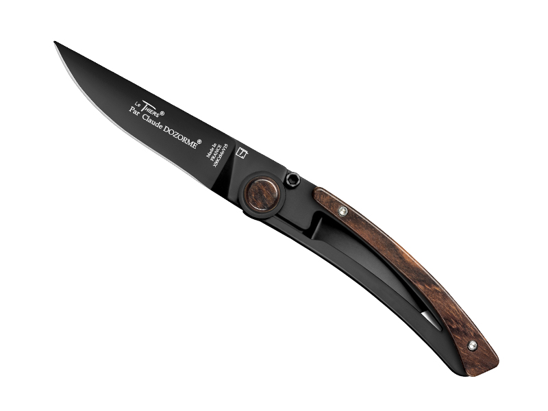 Couteau Le Thiers Liner Lock C. Dozorme full black - manche 10.5 cm vallernia