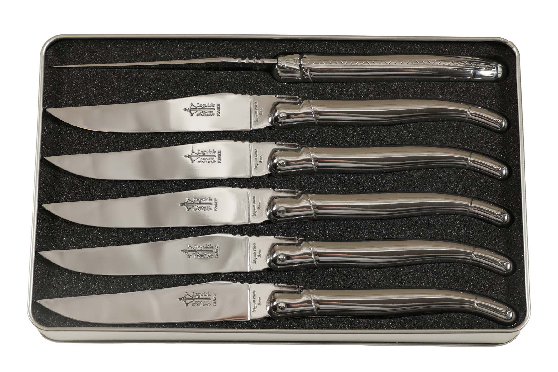 Coffret 6 couteaux de table Laguiole G. David Arbalète 23 cm - plein manche inox