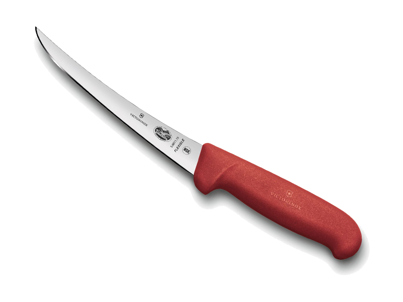 Couteau à désosser Victorinox lame flexible dos renversé 12 cm - Manche Fibrox rouge