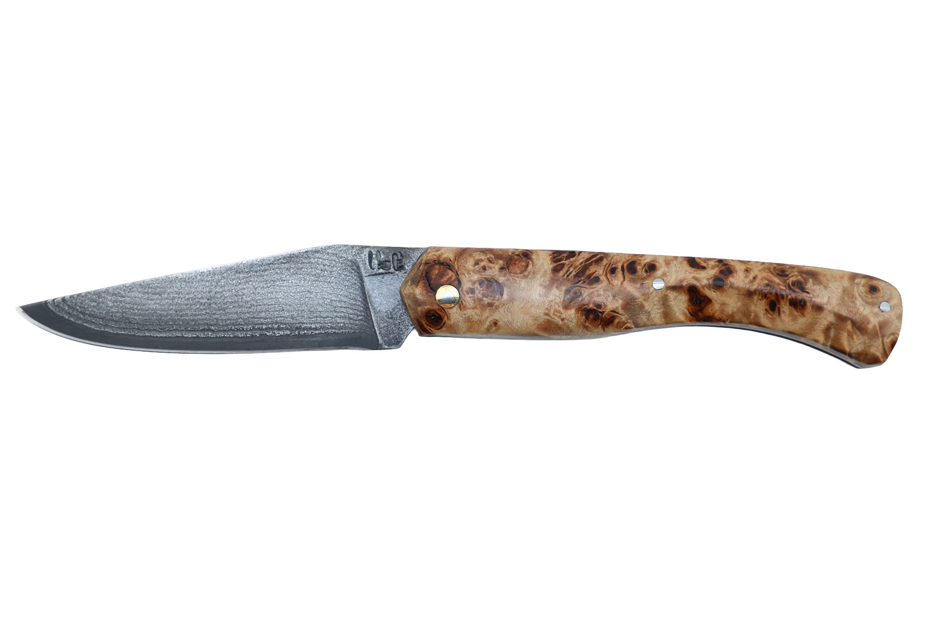 Couteau le Boulary par la Bonne Trempe - peuplier stabilisé - Suminagashi