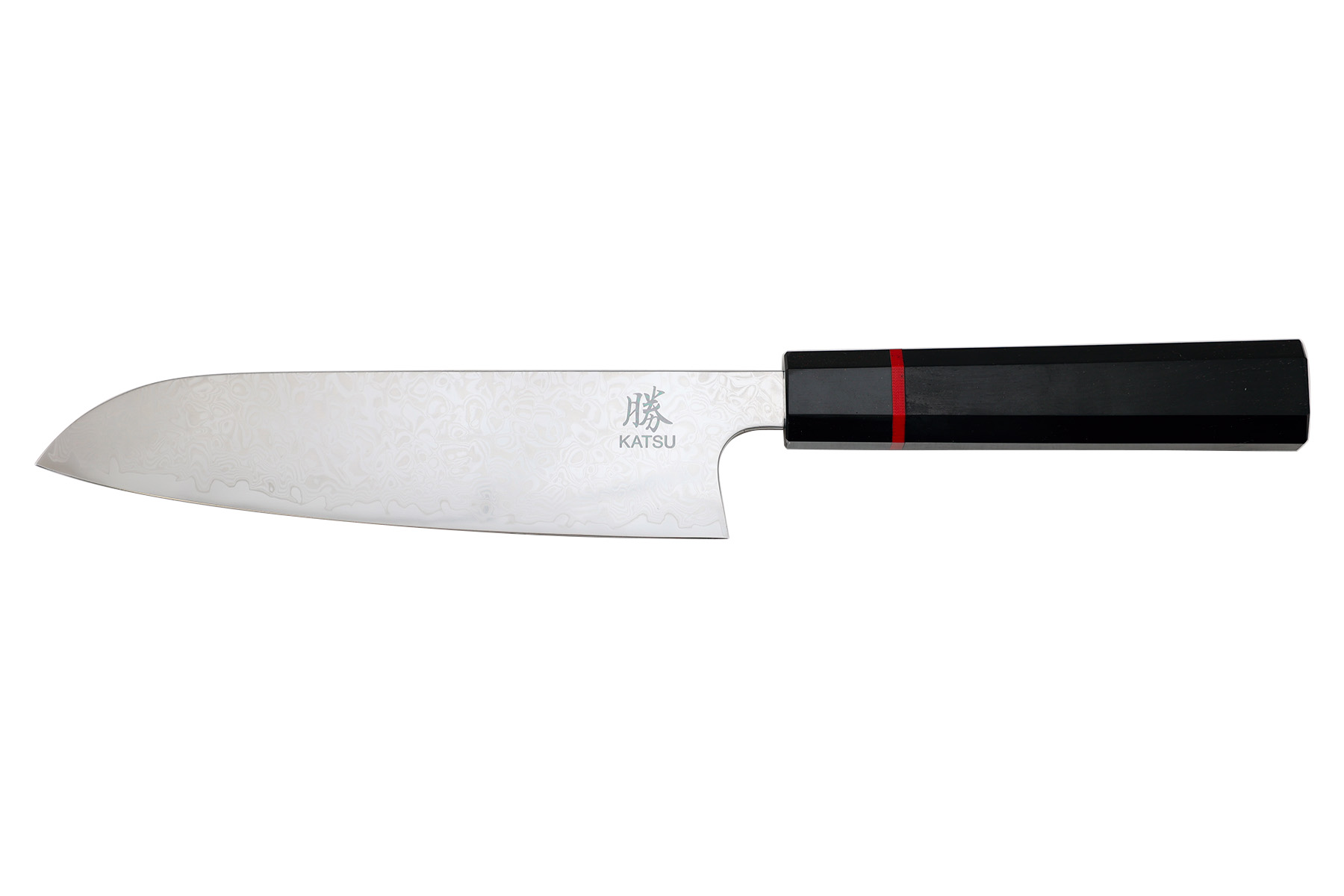 Couteau de cuisine Katsu - Santoku 21cm - lame damas - JK02 manche ébène