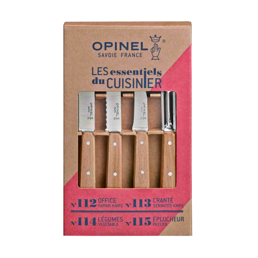 Coffret Opinel Les essentiels du cuisinier hêtre - 4 couteaux