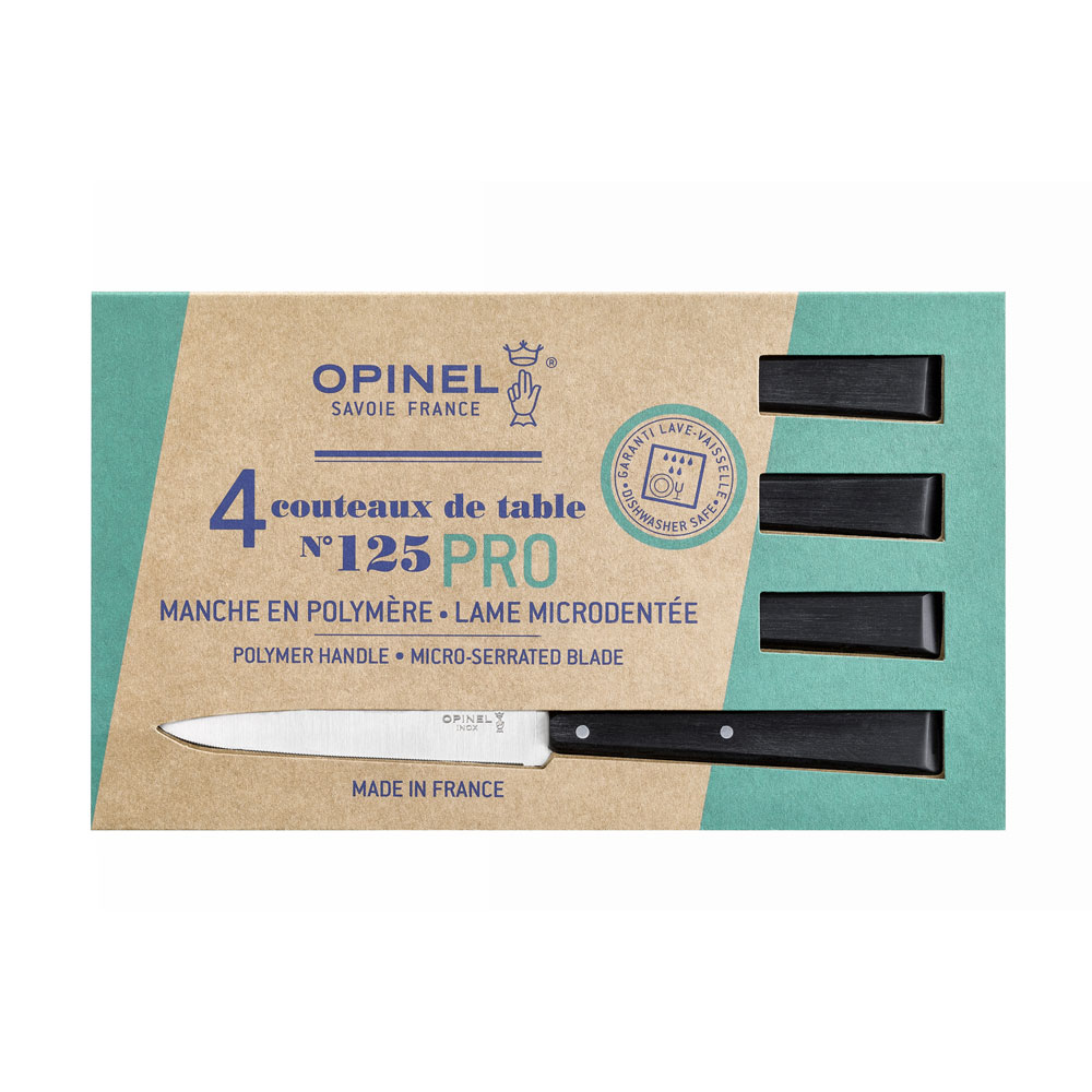 Coffret de 4 couteaux Opinel de table Bon Appétit N°125  Pro - manche noir