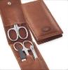 TROUSSE MANUCURE DOVO CUIR MARRON CLAIR 4 PIECES