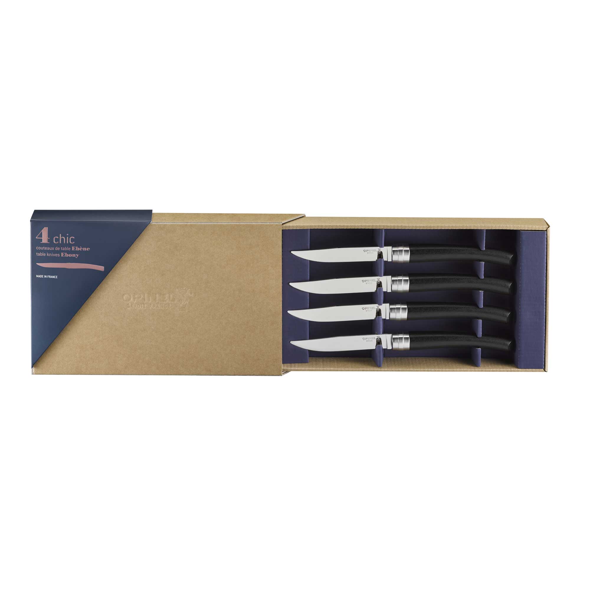 Coffret Opinel Table Chic ébène - 4 couteaux de table