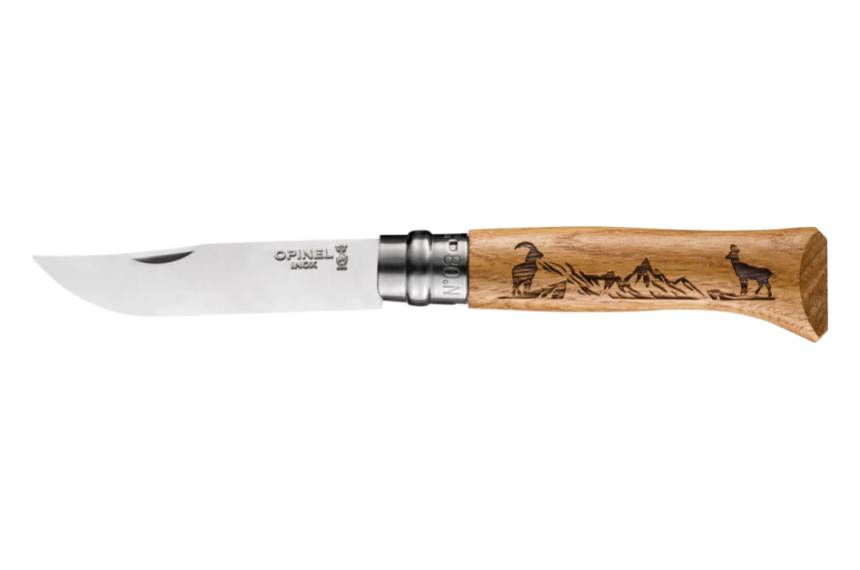 Opinel n°8 Animalia chêne motif chamois