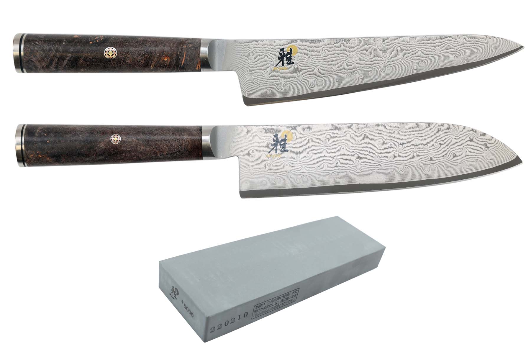 Set de 2 couteaux japonais Miyabi 5000MCD67 - shotoh + santoku + pierre à aiguiser