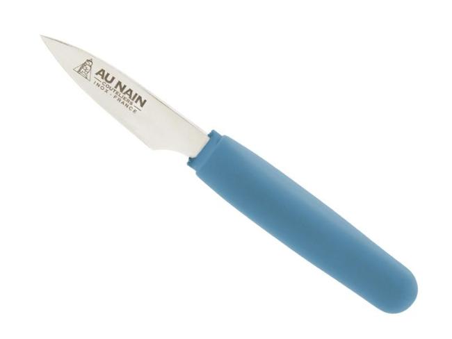 Couteau à huîtres  ERGO - AU NAIN , lame inox - manche ovale thermo-gomme bleu.