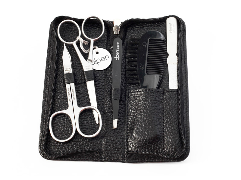 Trousse manucure/moustache/barbe Alpen 5 pièces noir
