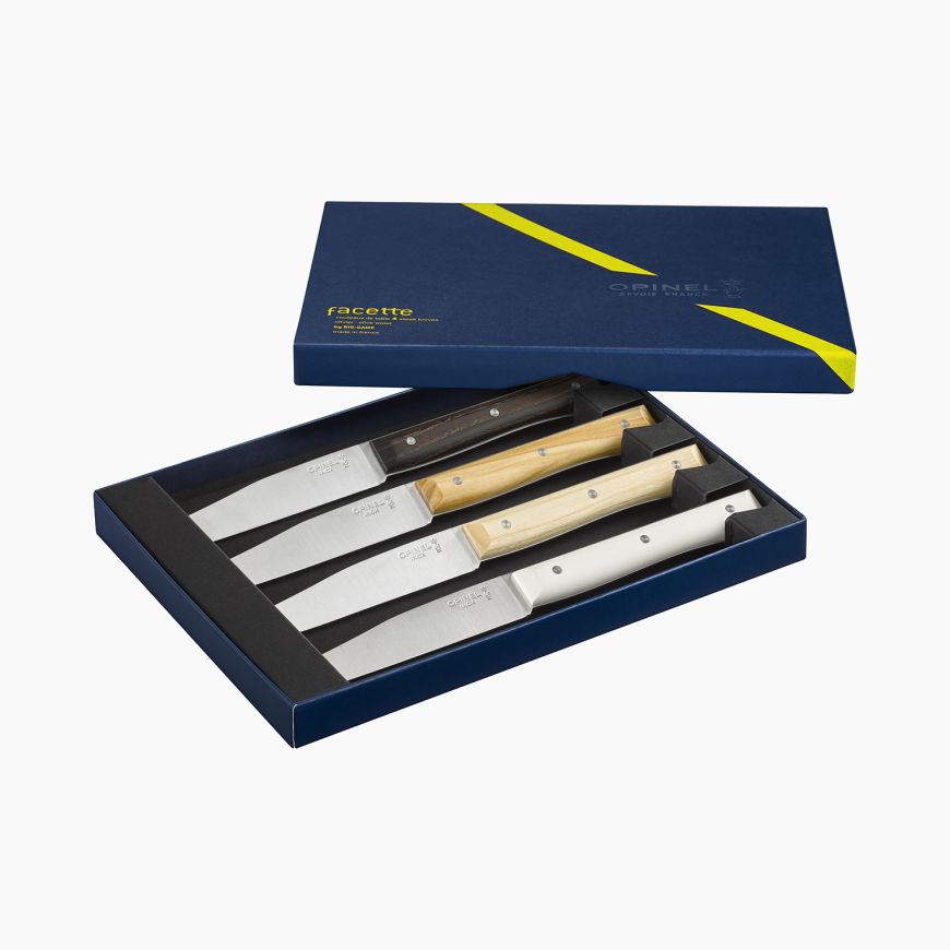 Coffret de 4 couteaux  Opinel de table Facette Panaché de 11cm