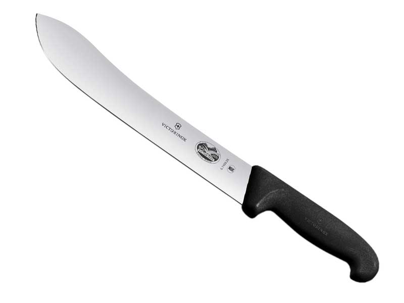 Couteau de boucher Victorinox lame pointe large 25 cm - Manche Fibrox noir