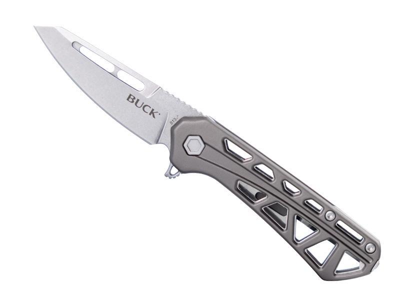Couteau Buck Mini Trace - manche 9 cm aluminium anodisé gris
