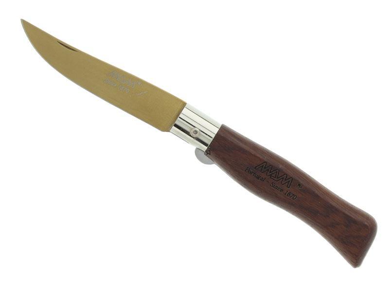 Couteau pliant MAM lame revêtement titanium - manche 11 cm bubinga