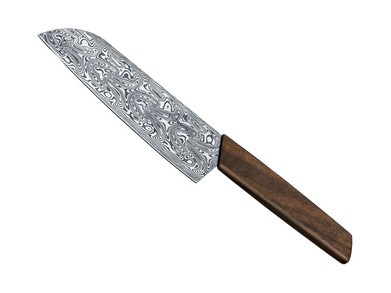 Santoku Victorinox Swiss Modern "édition limitée 2020" lame 17 cm Damas - manche noyer