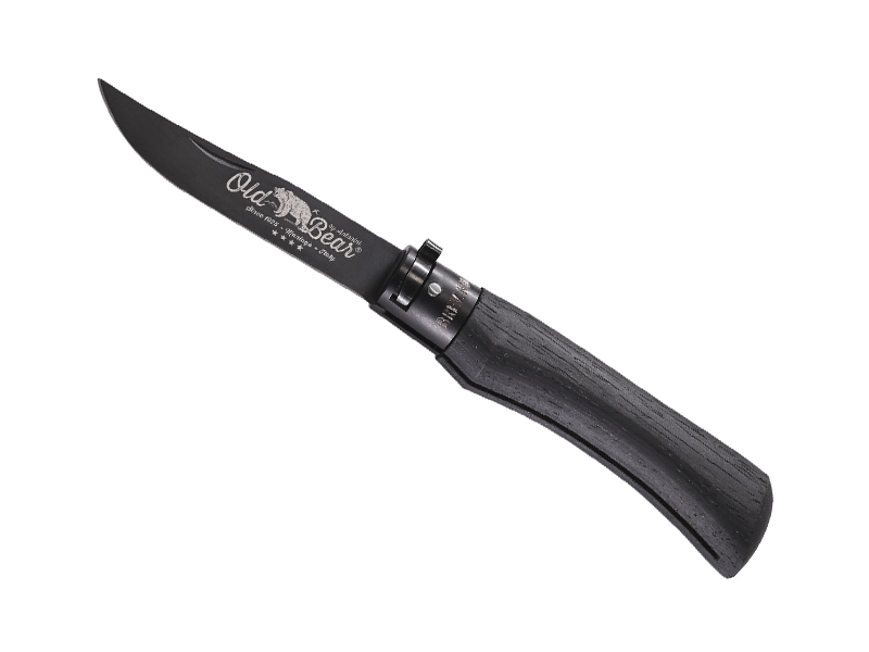 Couteau pliant Old Bear Total Black taille L - manche 12 cm bois d'ayous stratifié noir