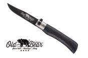 Couteau Old Bear Total black virole grise taille M - manche 11 cm bois d'ayous stratifié noir