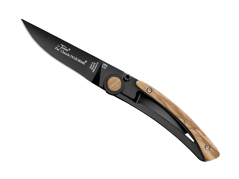 Couteau Le Thiers Liner Lock C. Dozorme full black - manche 10.5 cm olivier