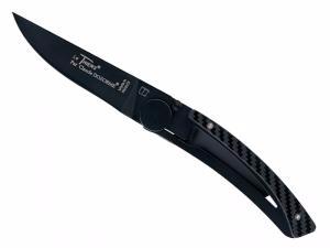 COUTEAU PAR DOZORME - LE THIERS - FIBRE DE CARBONE 10.5CM NOIR INOX