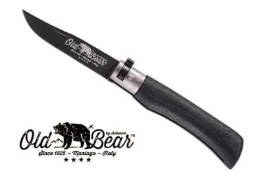 Couteau Old Bear Total black virole grise taille M - manche 11 cm bois d'ayous stratifié noir