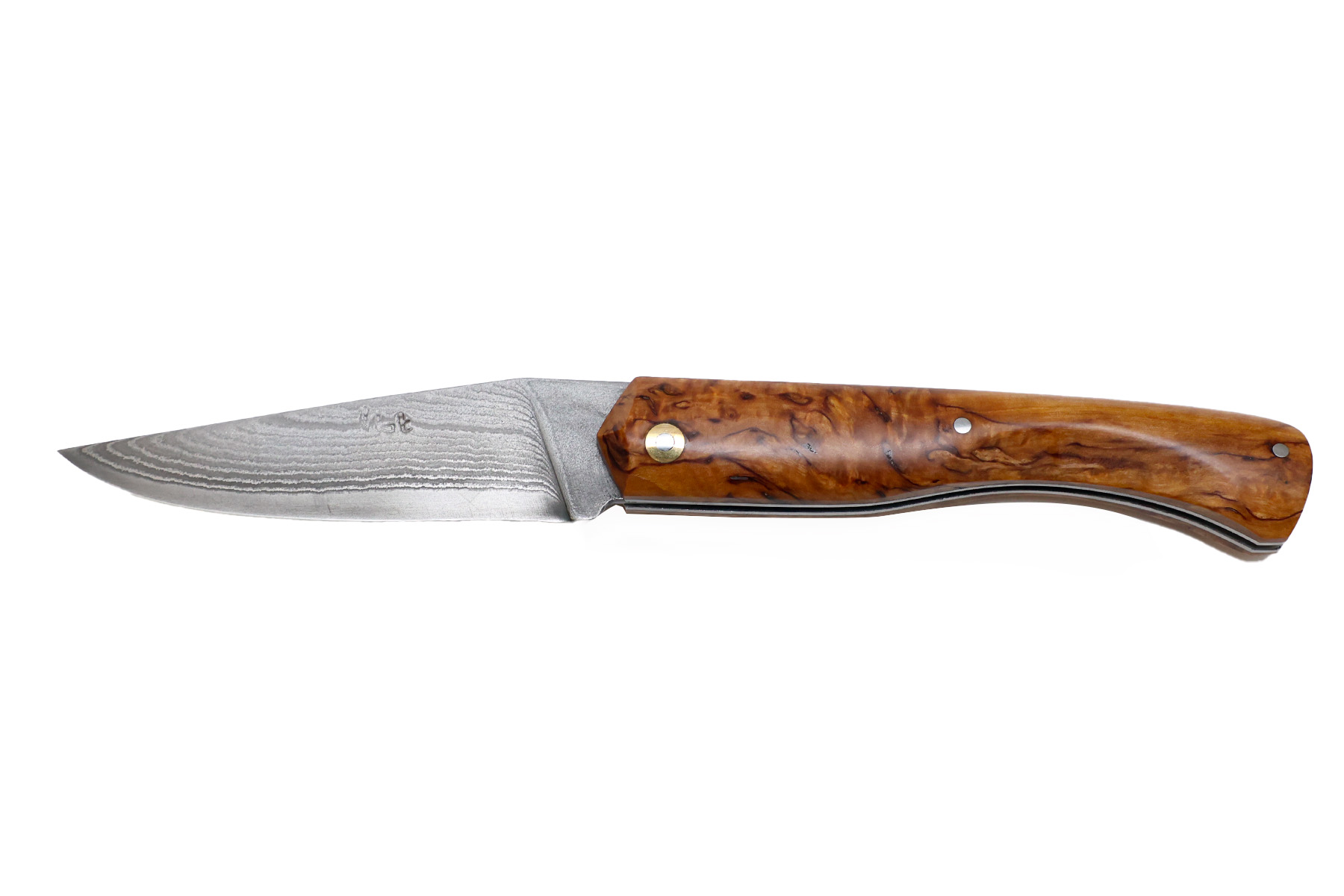 Couteau "Boulary" par la coutellerie la Bonne Trempe -  olivier stabilisé - Suminagashi