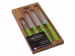 COFFRET DE 4 COUTEAUX DE CUISINE NOGENT "COLOR" 3 ETOILES - VERT